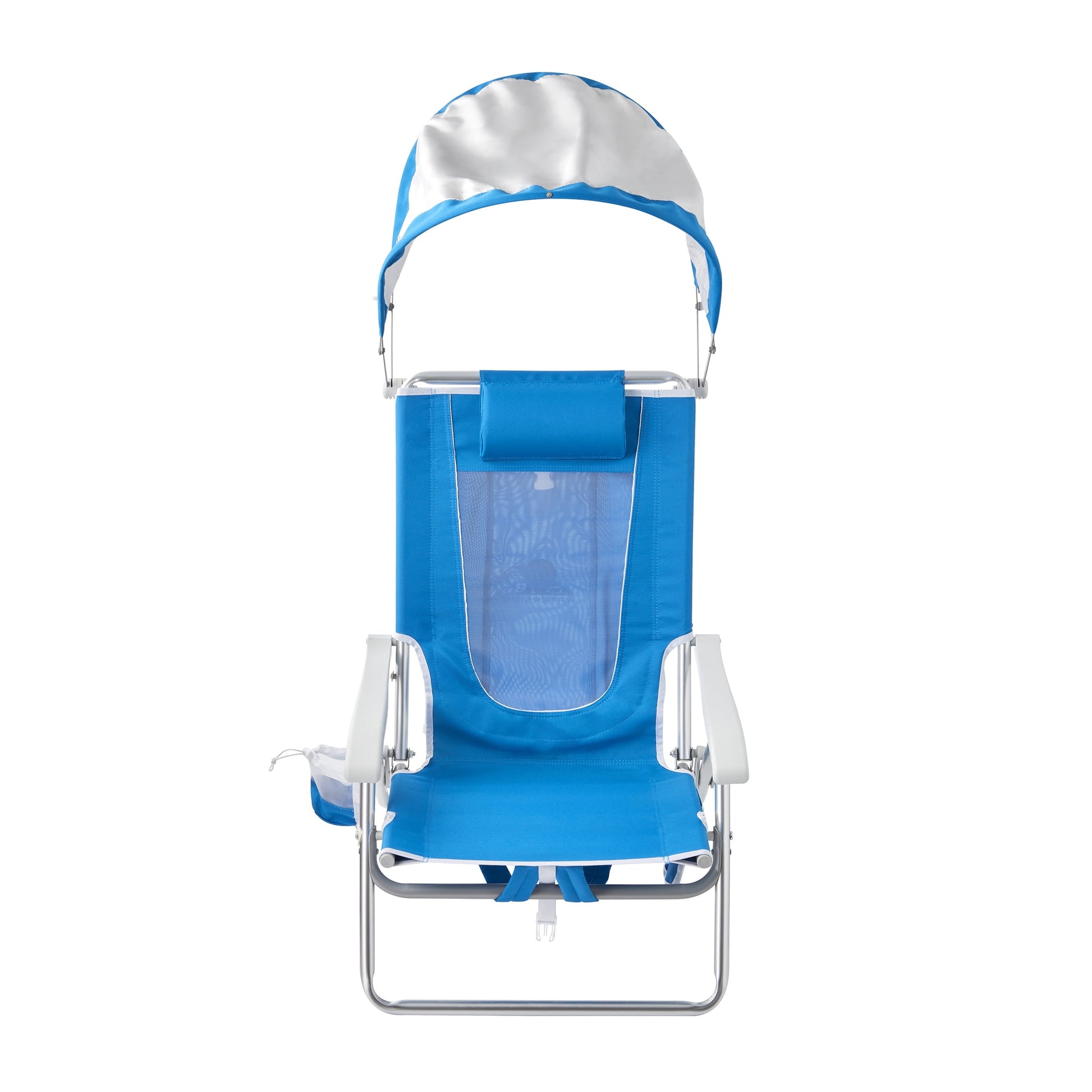 VERI COOL Sunshade Backpack Beach Compact Reclining Low Profile Chair, Saybrook Blue