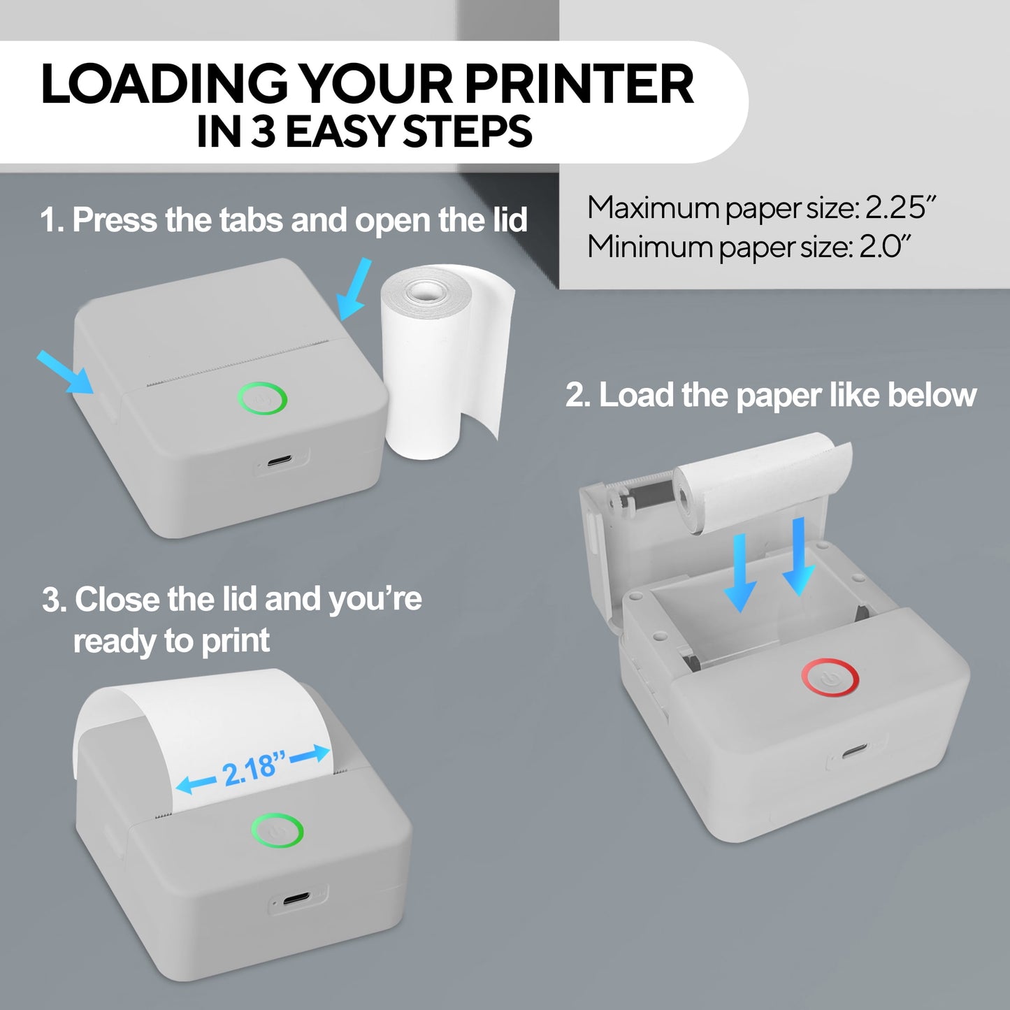 VERY COOL CTP500 Wireless Mini Portable Thermal Printer & Label Maker + Paper, Android & Ios (Gray)