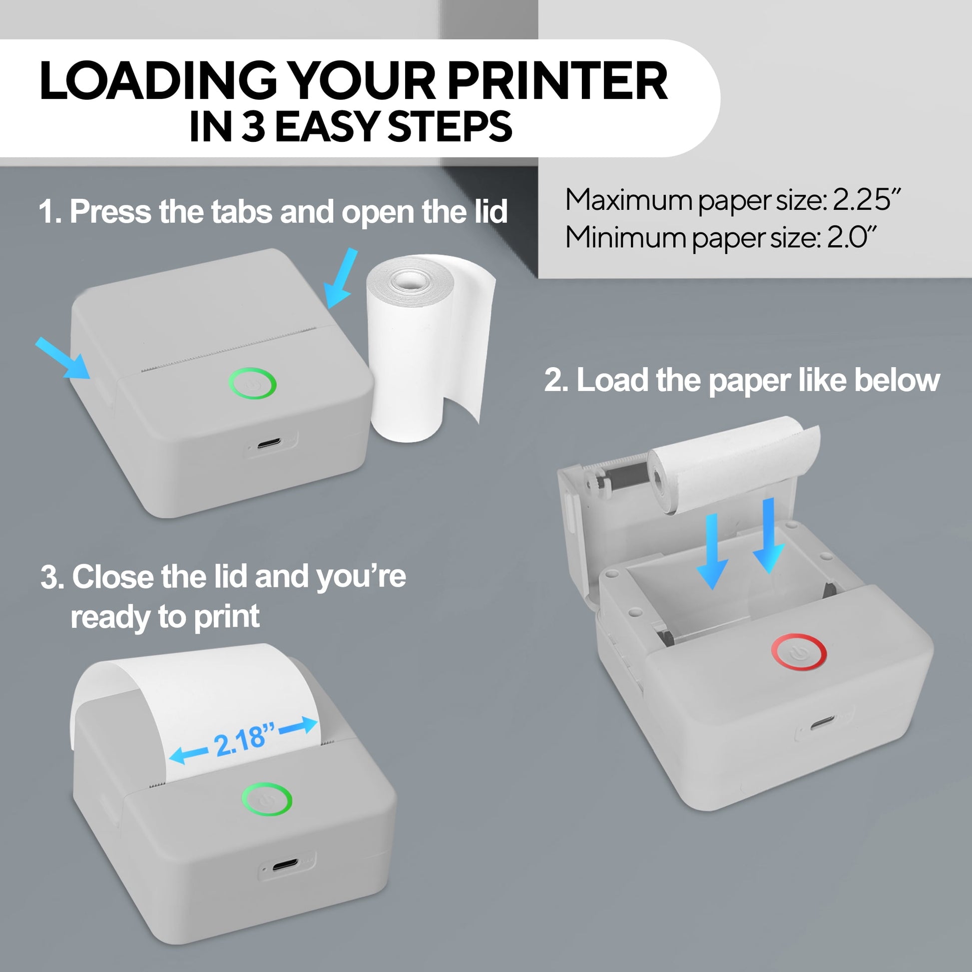 VERY COOL CTP500 Wireless Mini Portable Thermal Printer & Label Maker + Paper, Android & Ios (Gray)