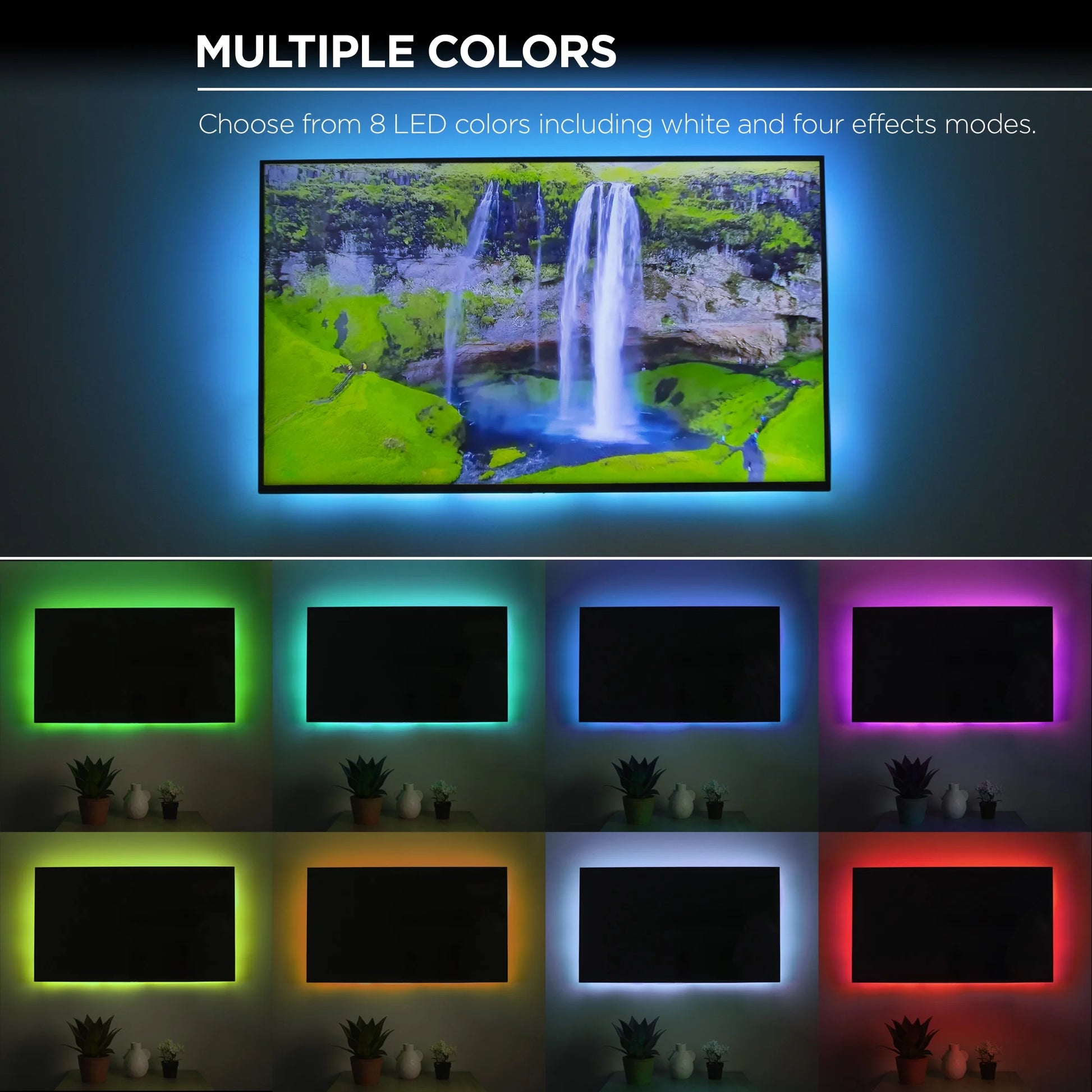 VERI COOLSound Reactive TV Backlight RGB Lighting Dimmable Remote Control Corded Electric