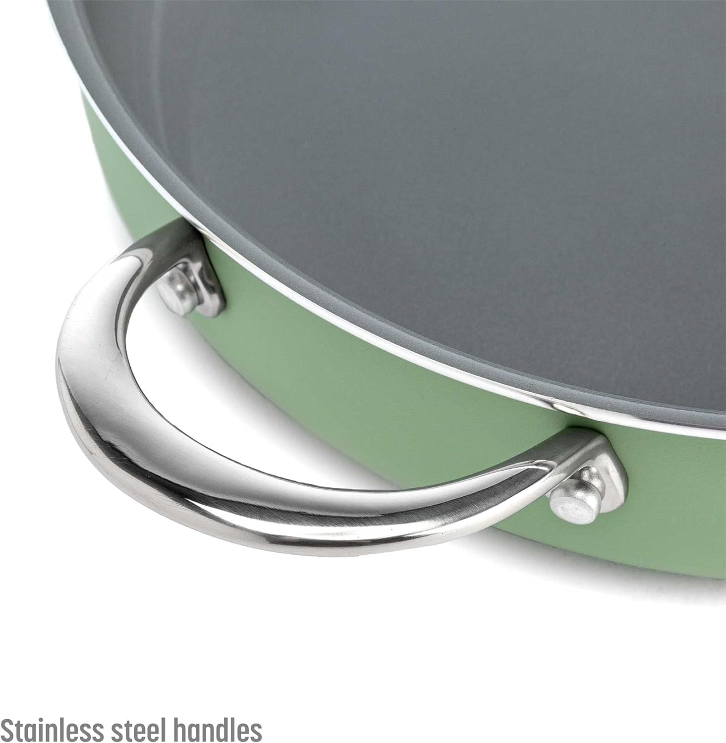 VERIS NICECeramic Nonstick Pots and Pans Set, Titanium-Reinforced Premium Nonstick Coating, Dishwasher Safe Pots and Pans, Tempered Glass Steam Vented Lids, Stainless Steel Handles, 12-Piece, Mulitcolor