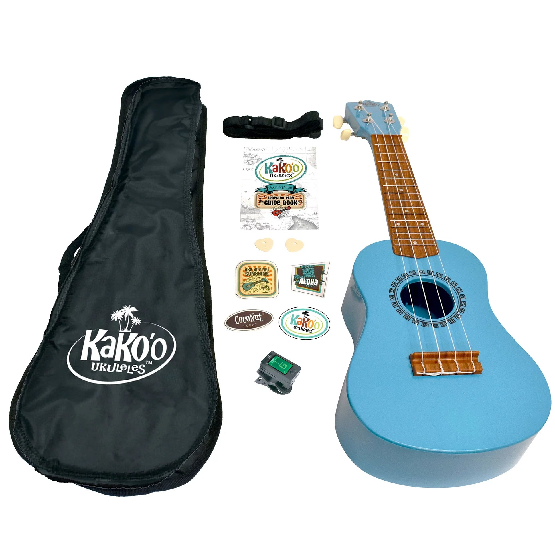 VERI MUSICAL Kako'O: 21" Professional Soprano Wooden Ukulele Set - Pacific Blue - Easy to Tune, Beginner to Advanced Players, Ages 5+