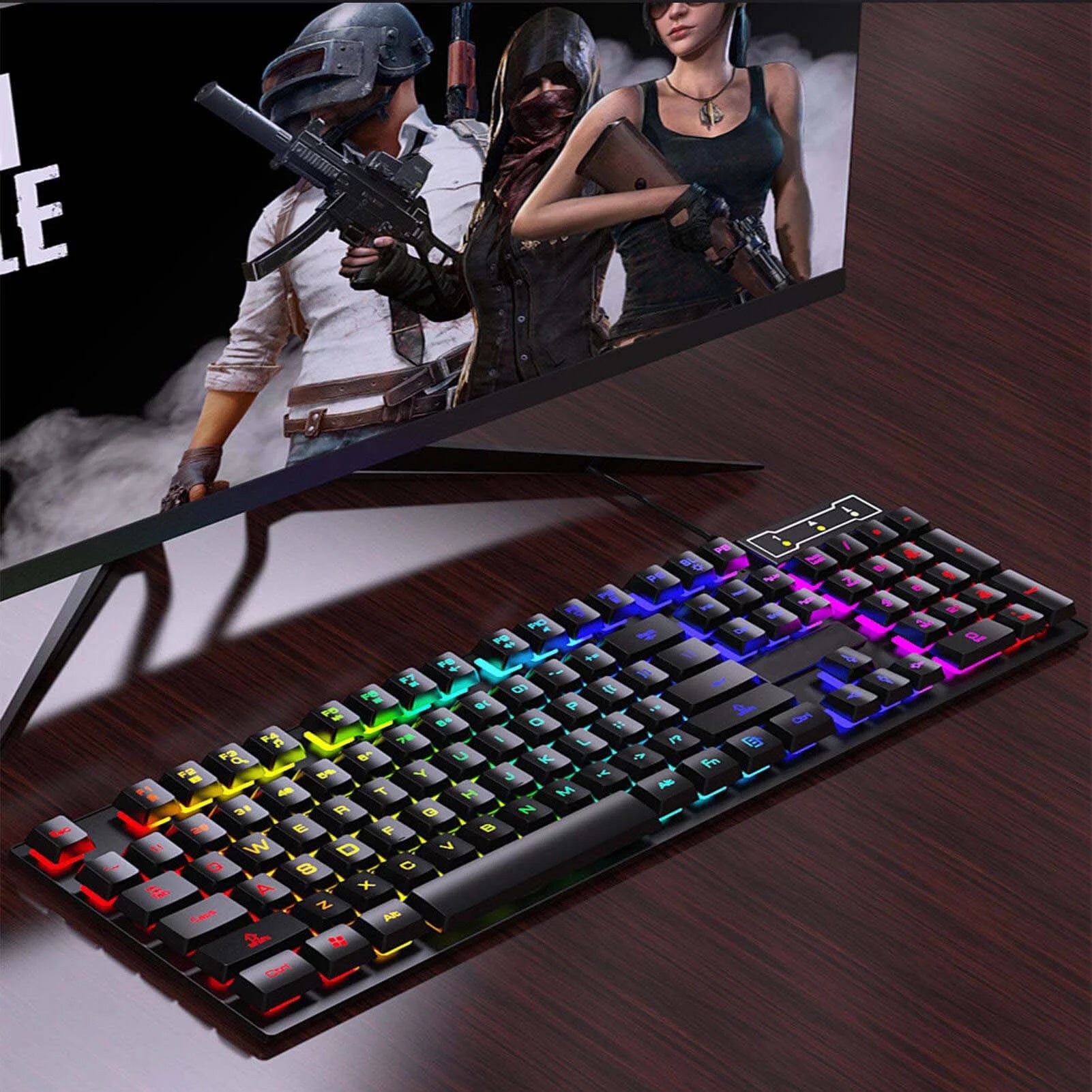 VERI COOL Keyboard and Mouse Set Combo, Wired RGB Backlit Computer Keyboard with USB RGB Gaming Mouse Design for Windows PC Laptop Desktop Notebook-Fv-Q305S