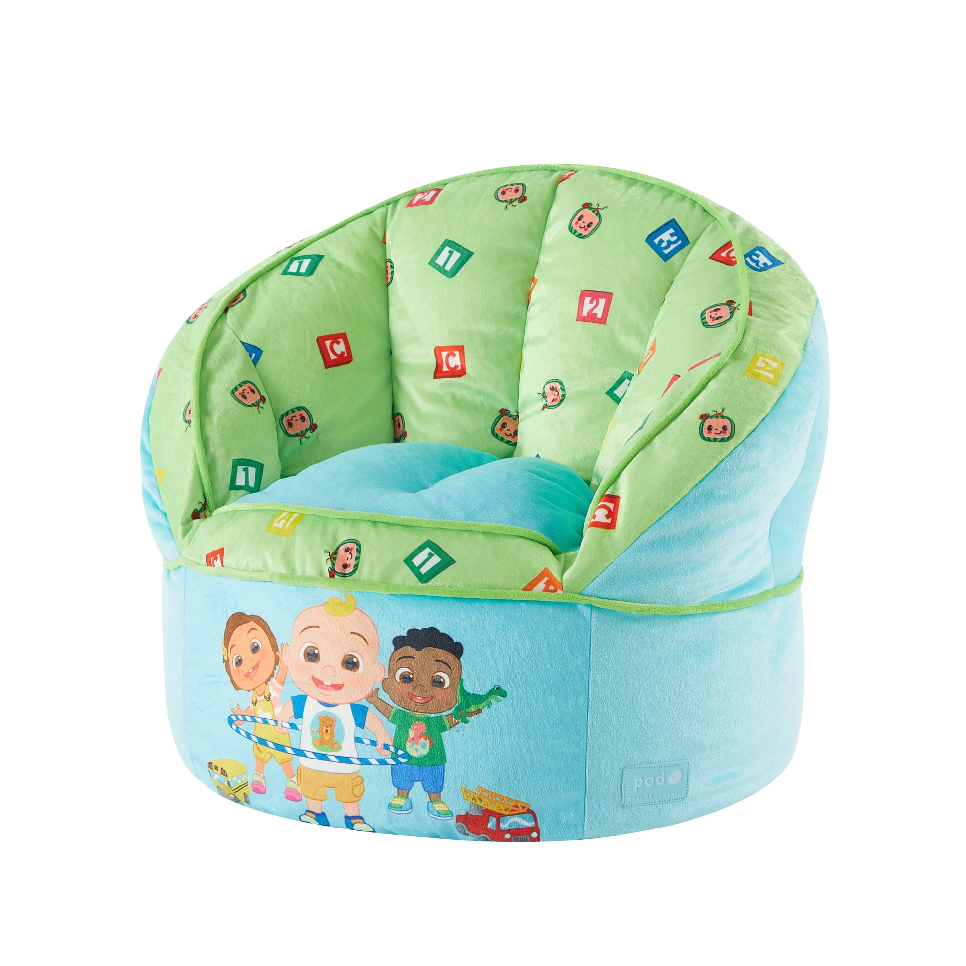 VERI CUTE Cocomelon Blue Polyester round Bean Bag, JJ, Cody, & Nina