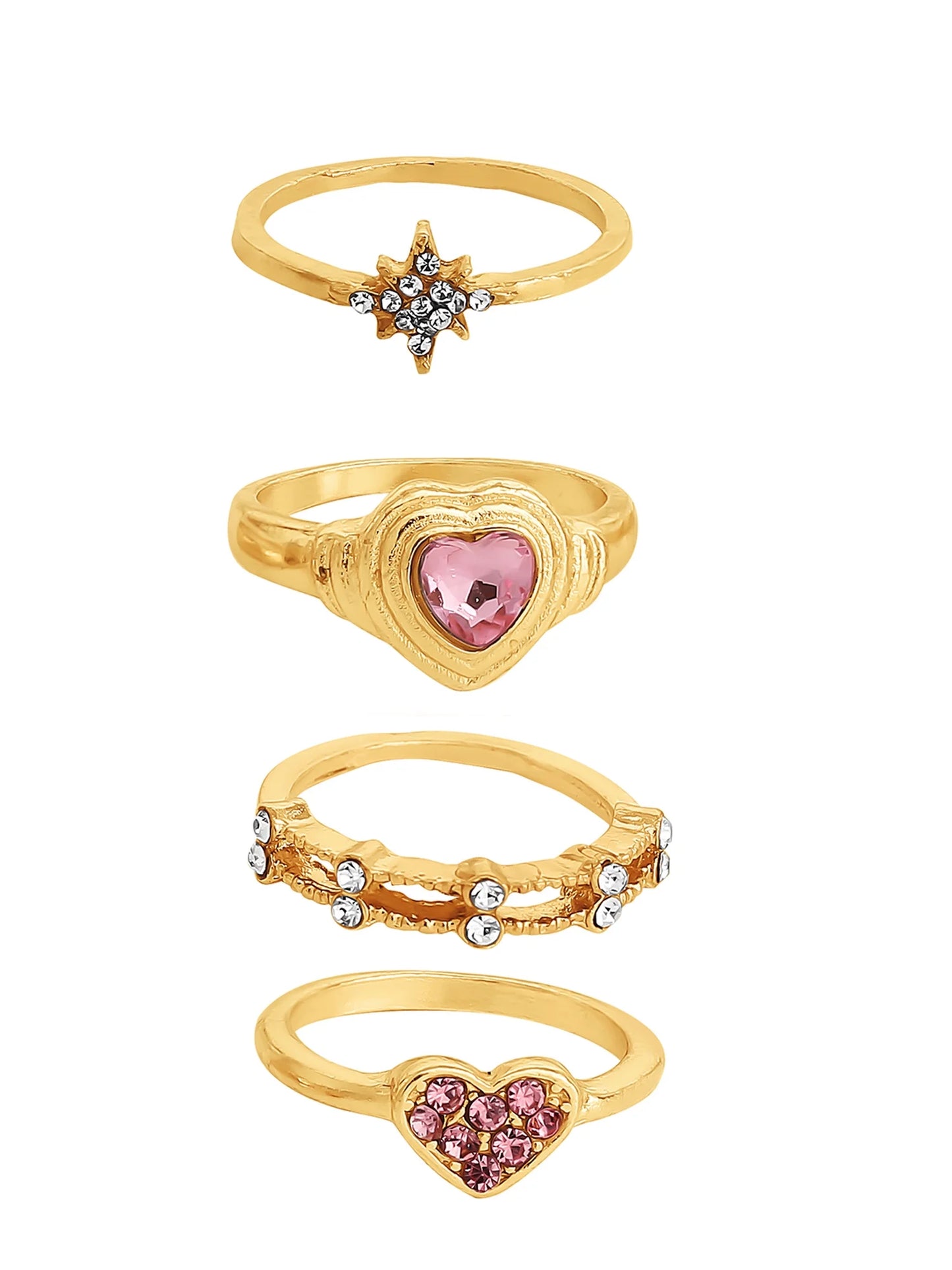 VERI PRETTY Heart Ring Set, Set of 5