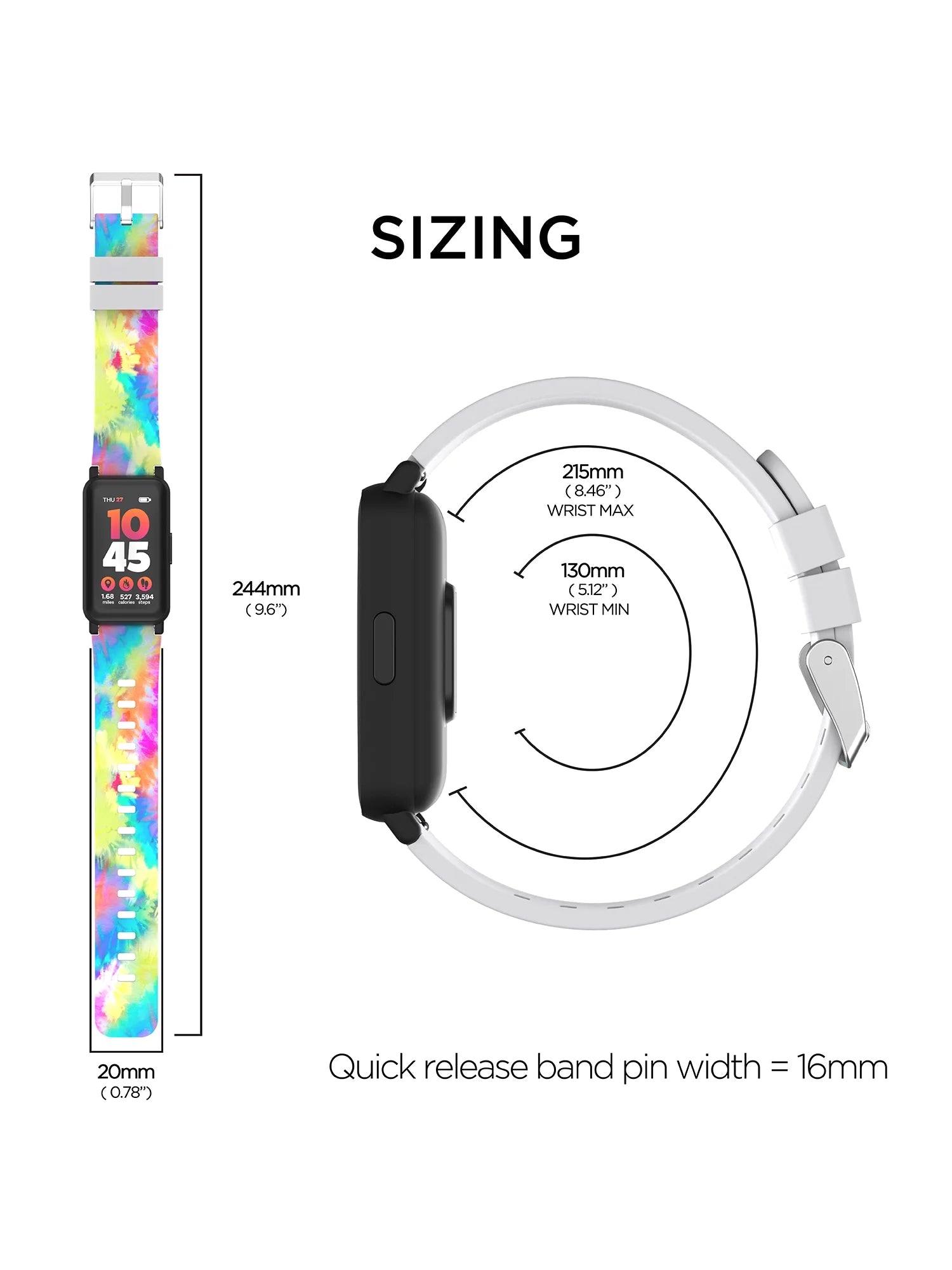 VERI SMART Active 3 Unisex Adult Smartwatch Fitness Tracker, Tie Dye, Silicone Strap