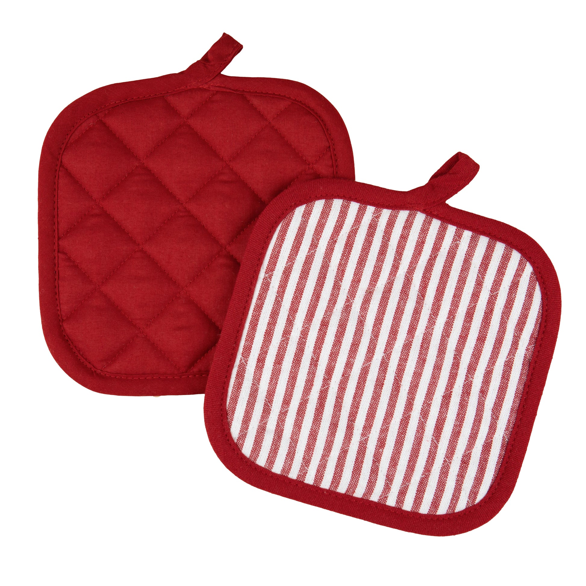 VERI CUTE 20 Piece Set, Terry and Flat Kitchen Towel, Dish Cloth, Flour Sack, Oven Mitt and Pot Holder Set, Red Stripe