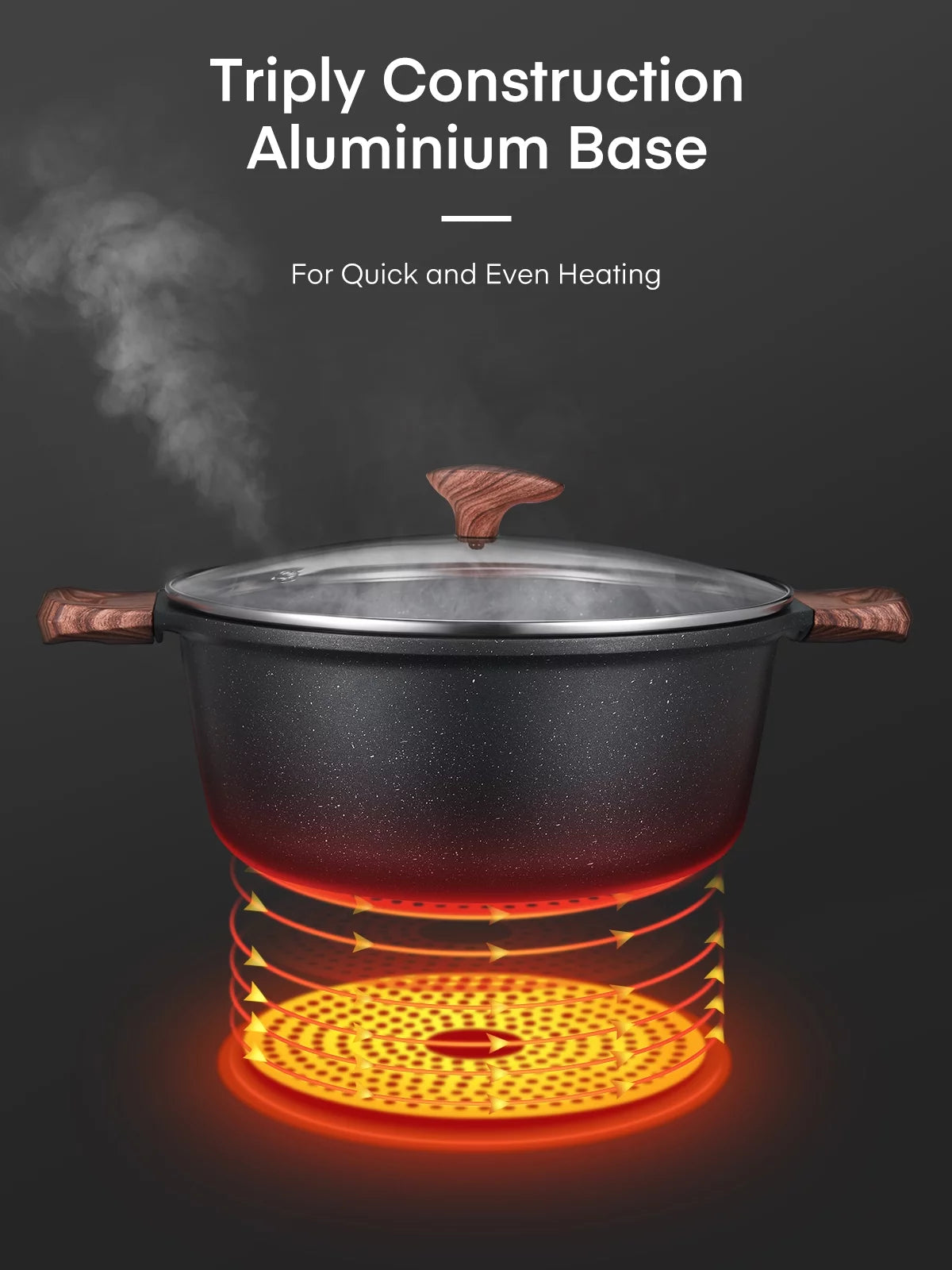 VERI HOT Nonstick Stock Pot with Glass Lid, 6 Quart Cooking Pot Non Stick Soup Pot, Induction Pasta Pot, All Stove Compatible