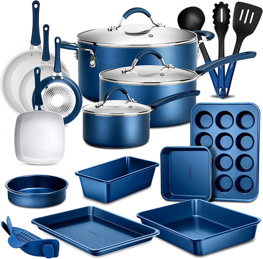VERI HOT Kitchenware Pots & Pans Set – High-Qualified Basic Kitchen Cookware Set, Non-Stick (20-Piece Set)