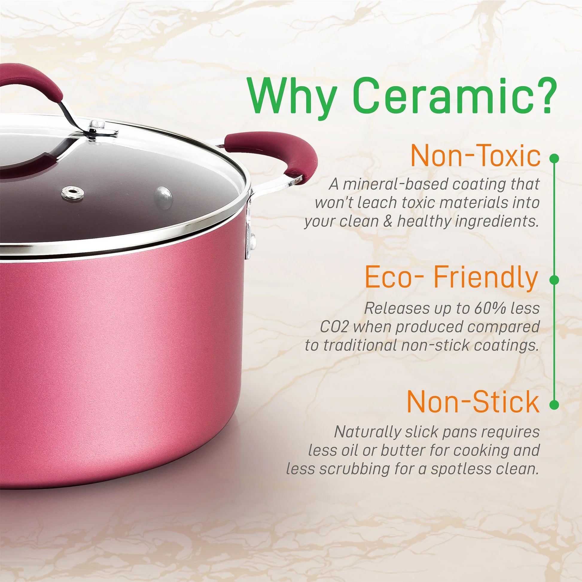 VERIS NICE  Nonstick Cooking Cookware Pots & Pans, 20 Pieces, Marron Pink