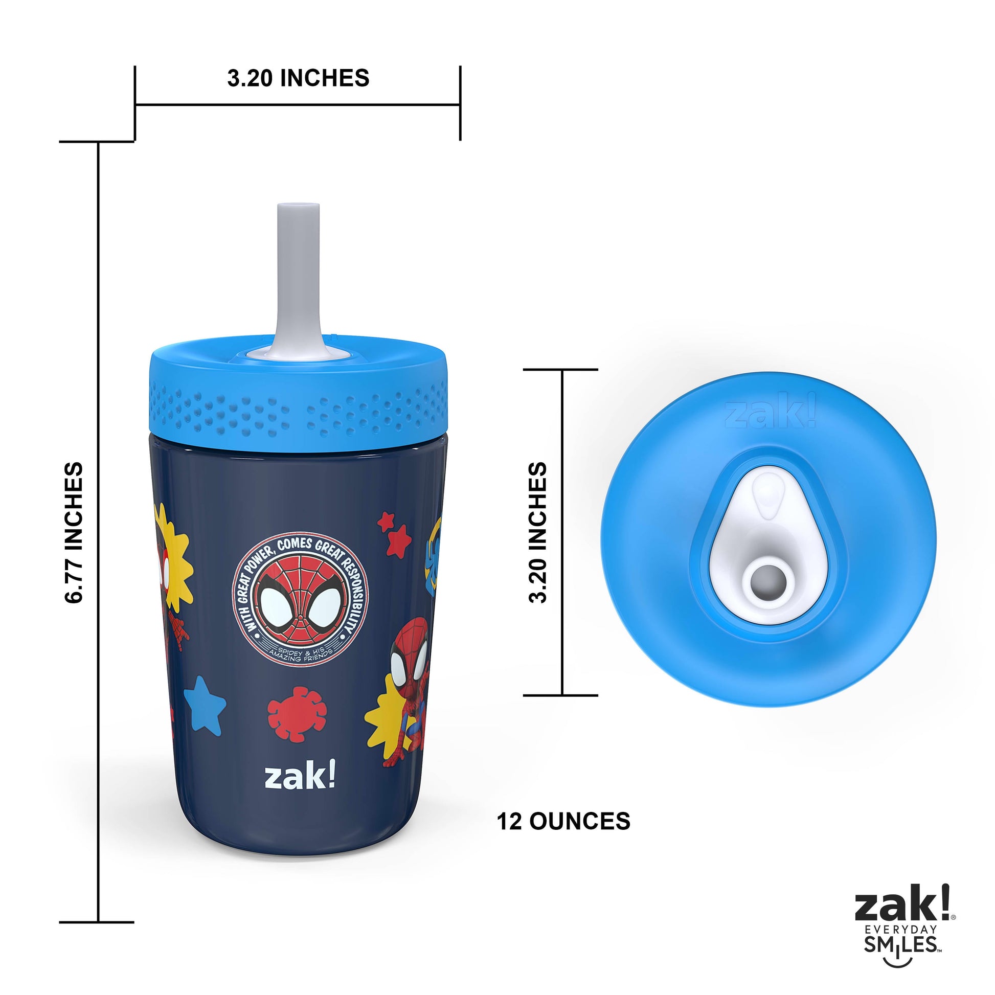 VERI CUTE 12Oz Spidey & Friends Kids Straw Tumbler, Stainless Steel Vacuum Insulated Kincaid Tumbler with Silicone Straw Utilizing Leak-Proof Valve, Travel Straw Tumbler