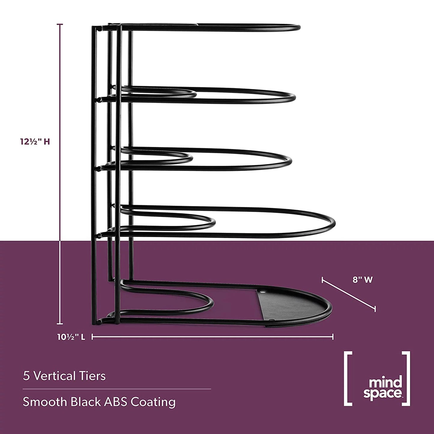 VERI HOT Pots and Pan Organizer 5 Tier Pot Rack Lid Holder for Kitchen Organization Black