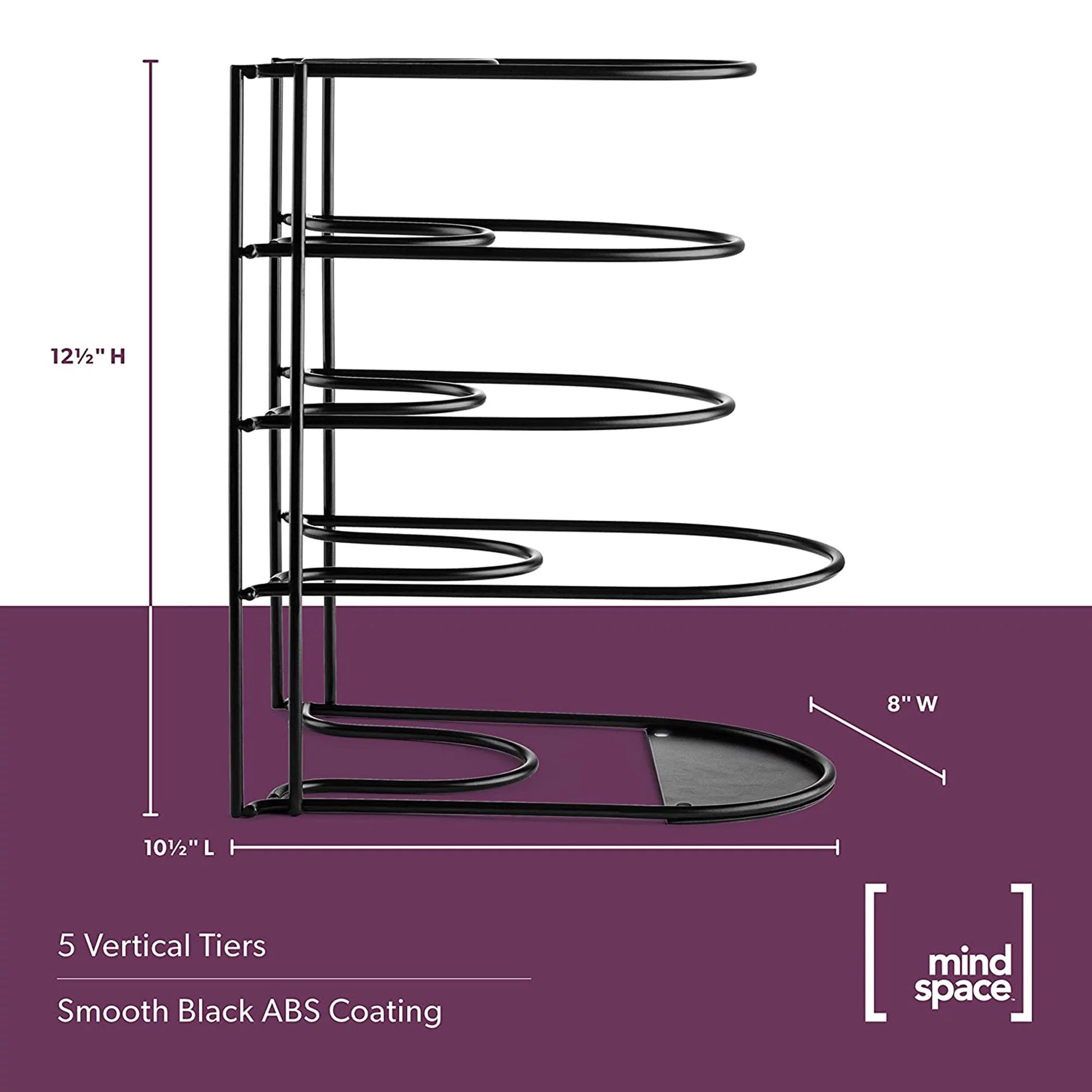 VERI HOT Pots and Pan Organizer 5 Tier Pot Rack Lid Holder for Kitchen Organization Black