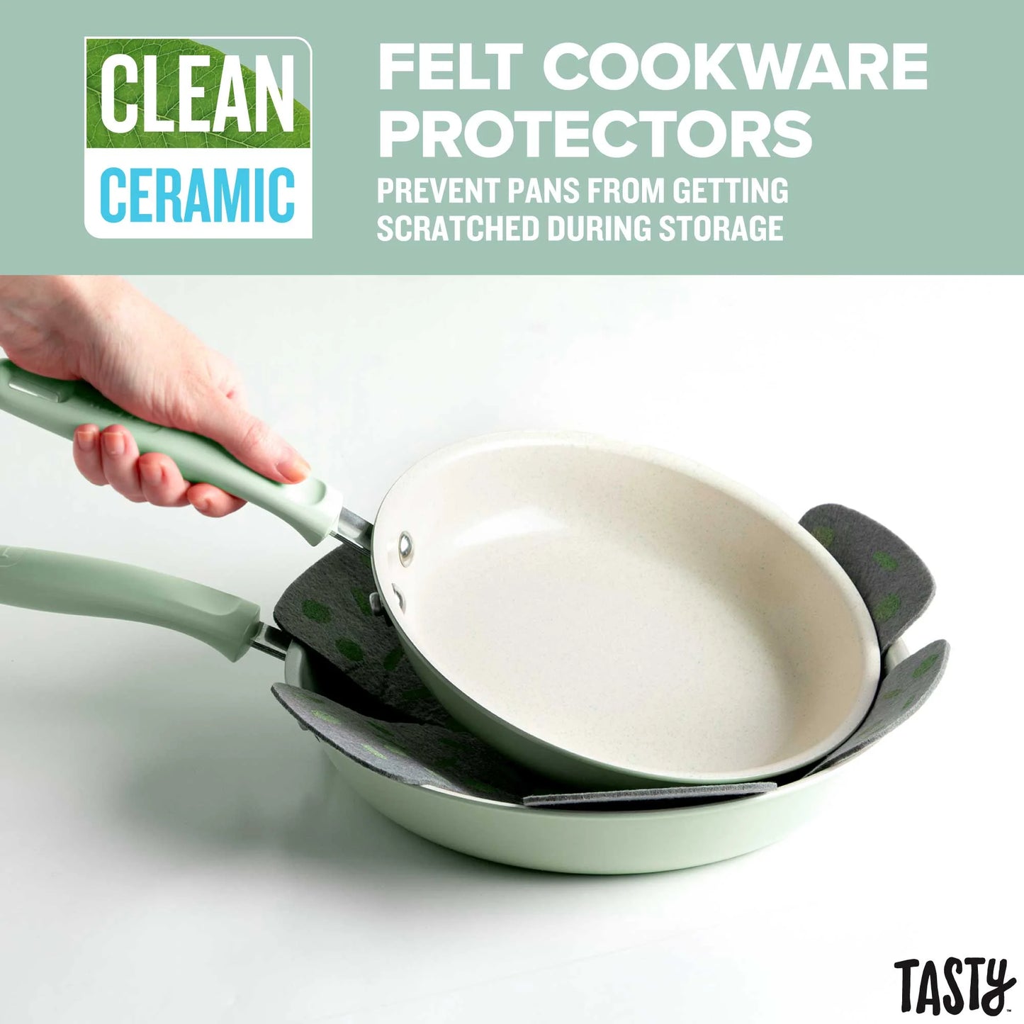 VERIS NICE Clean Ceramic 16 Piece Non-Stick Aluminum Cookware Set, Sage Green