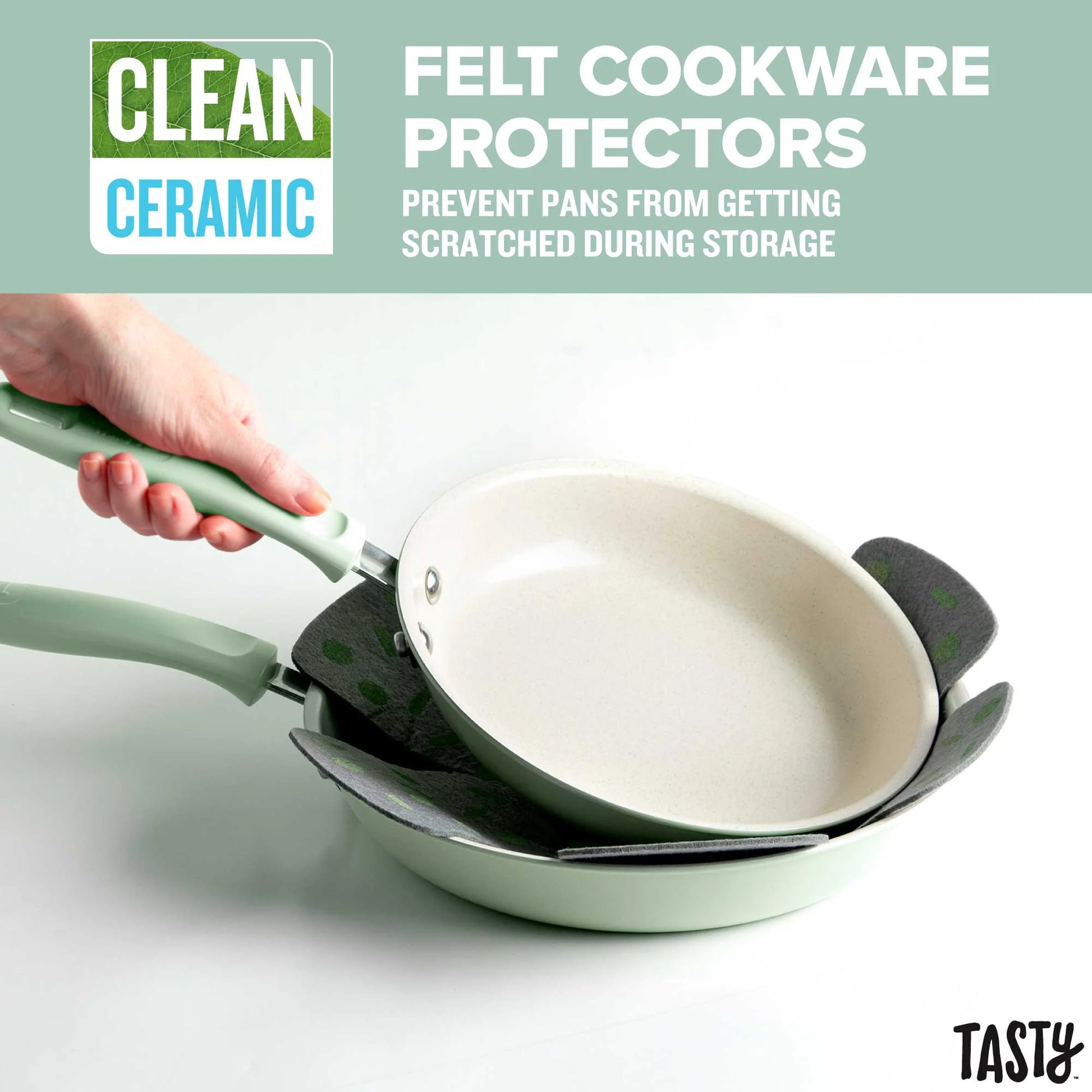 VERIS NICE Clean Ceramic 16 Piece Non-Stick Aluminum Cookware Set, Sage Green