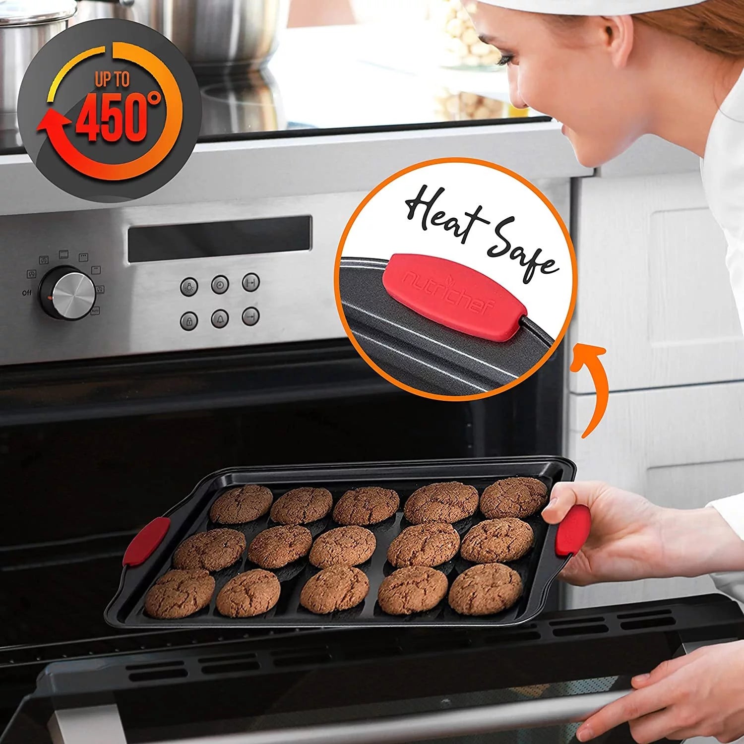 VERIS.  NCE  21-Piece Nonstick Cookware Set - PTFE/PFOA/PFOS Free Heat Resistant Lacquer Kitchen Ware Pots Pan W/ Cool-Touch Handles, Saucepan, Fry Pans, Lid, Bakeware, for Gas Electric Ceramic Cooktops