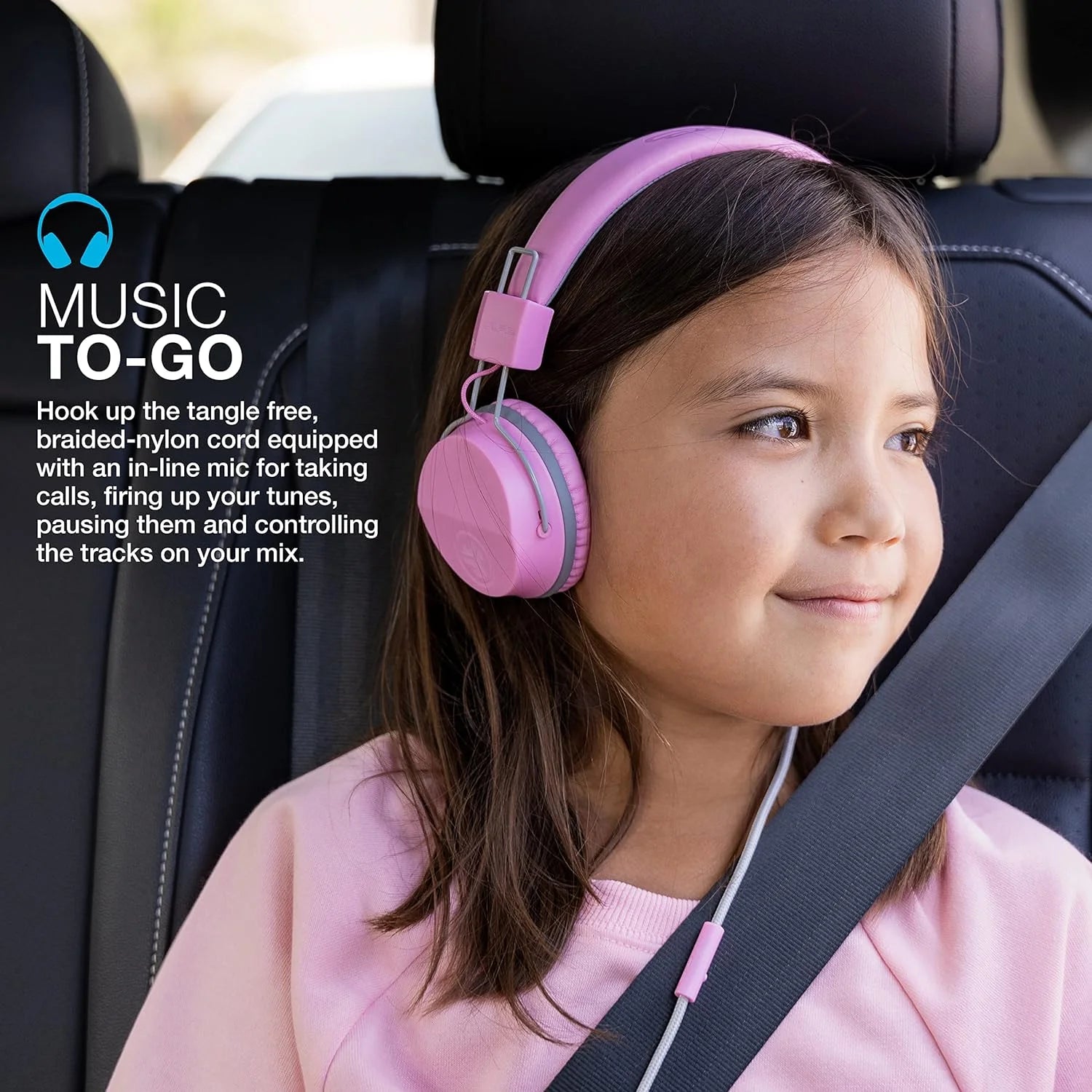 VERI CLEAR Audio Jbuddies Studio On-Ear Kids Headphones with Microphone Pink