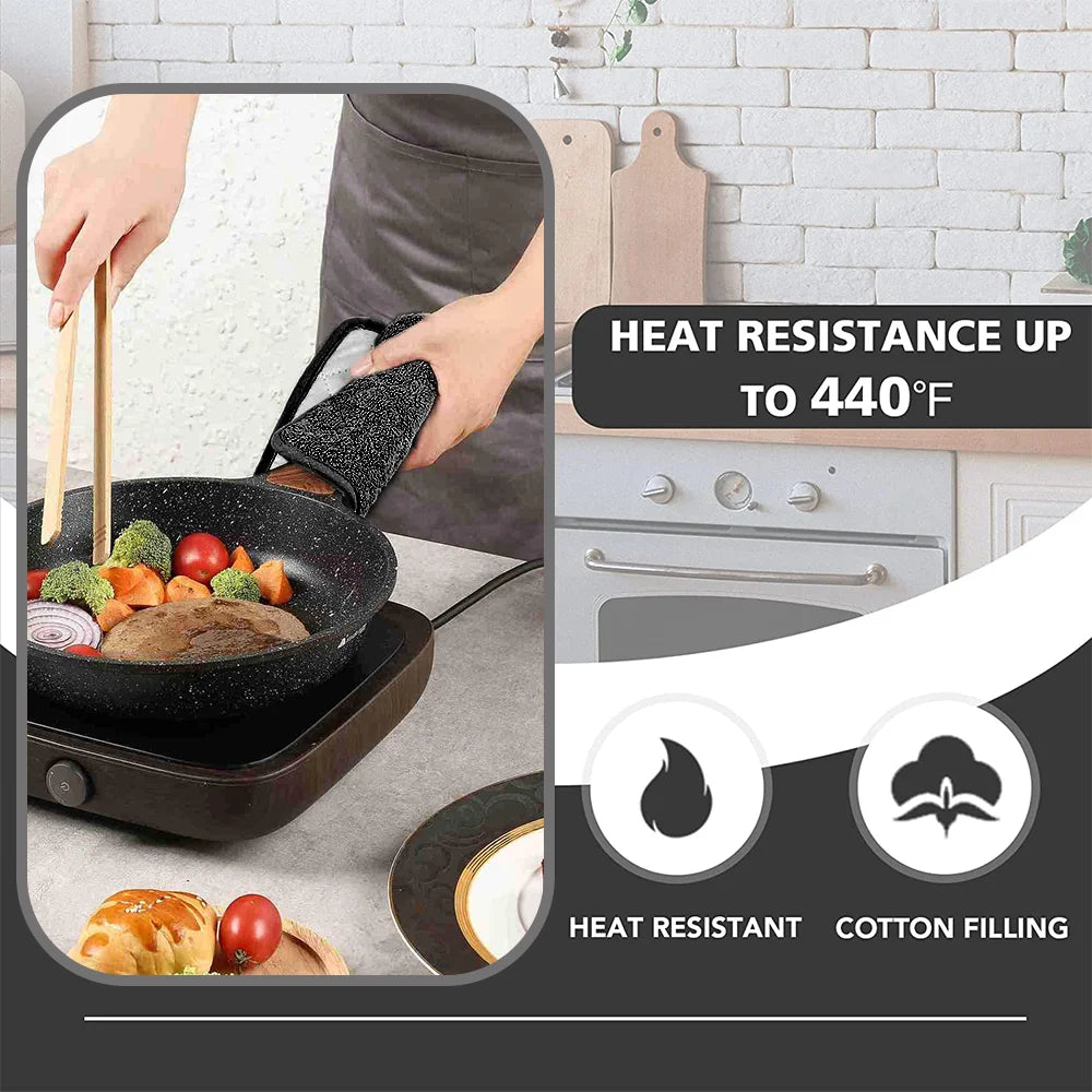 VERI HOT Kitchen Pot Holders Sets Heat Resistant Pot Holder Cotton Oven Hot Pads for Cooking Baking Set of 3 7X7" Black