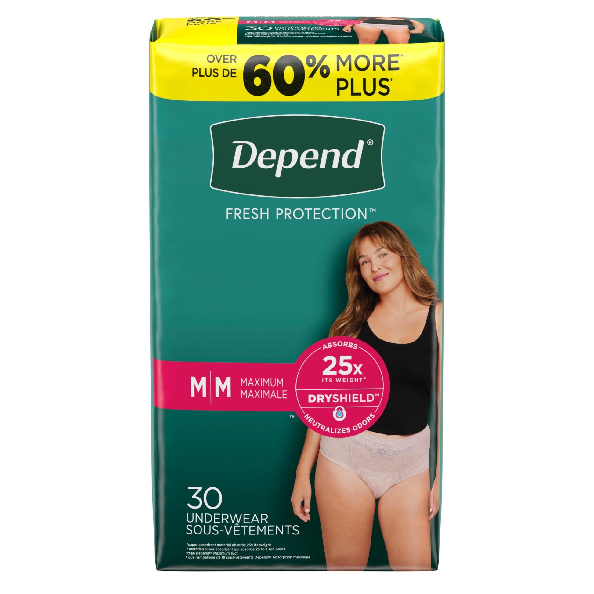 VERI NICE Fresh Protection Women'S Incontinence & Postpartum Bladder Leak Underwear, M, 30 Count