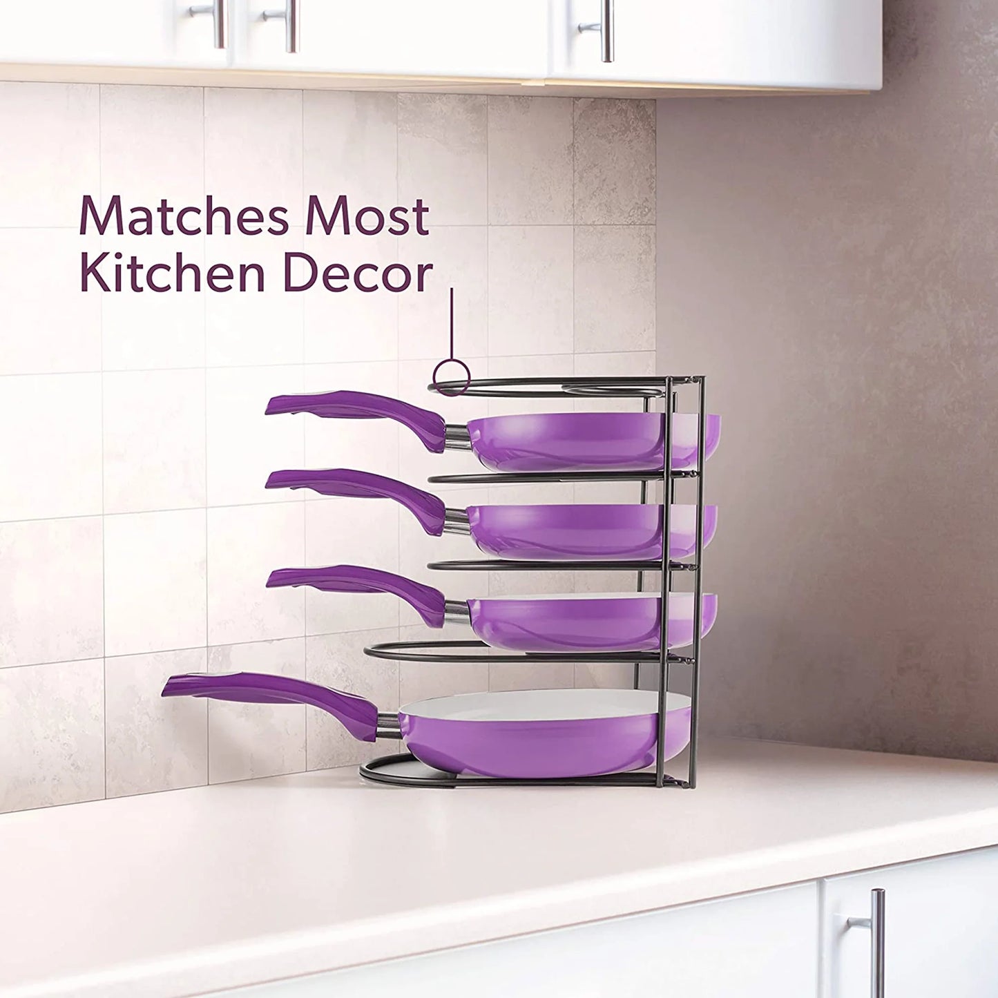 VERI HOT Pots and Pan Organizer 5 Tier Pot Rack Lid Holder for Kitchen Organization Black