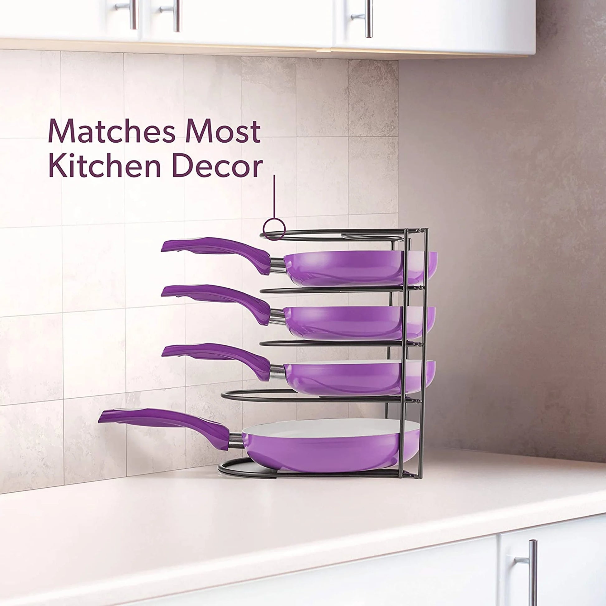VERI HOT Pots and Pan Organizer 5 Tier Pot Rack Lid Holder for Kitchen Organization Black