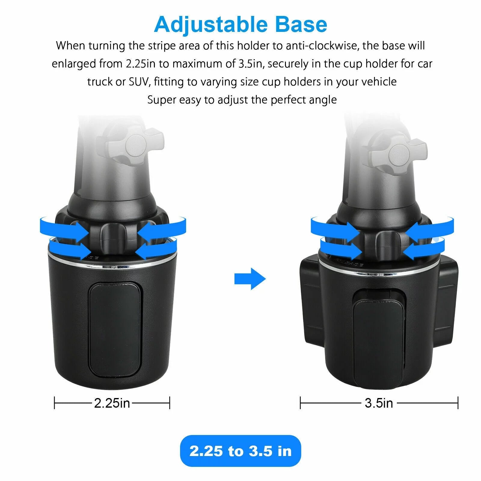 VERI COOL Car Phone Holder Mount, Phone Mount for Car Universal 360 Adjustable Phone Holder , Car Cup Holder for All Smartphones