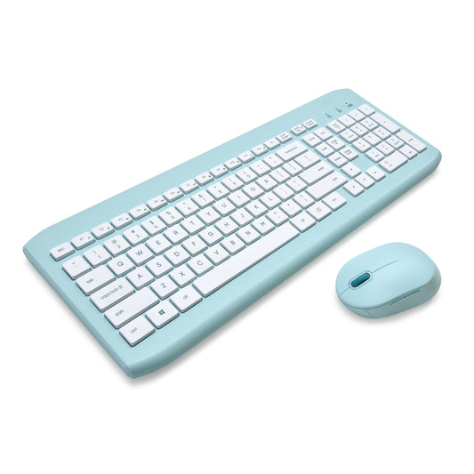 VERI COOL Wireless Keyboard and Compact Mouse with Dual-Connectivity, 2.4 Ghz Wireless USB Receiver, Blue